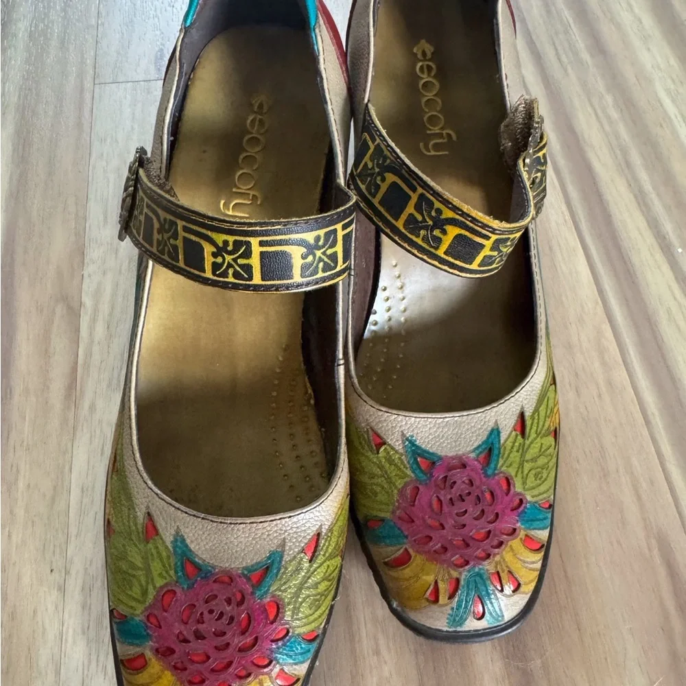 EU 38 society Chunky Heels with Strap and Multicolored Details - Picture 4 of 9